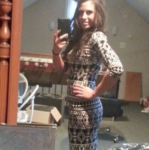 Black And White Bodycon Boho Dress